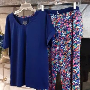 Cuddle Duds  Capris PJ'S Set NavySz L
